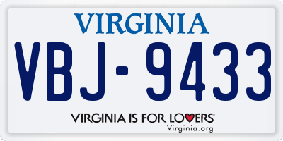 VA license plate VBJ9433