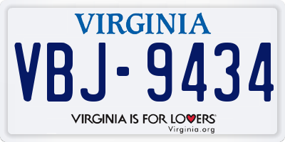 VA license plate VBJ9434