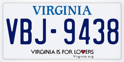 VA license plate VBJ9438