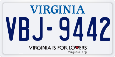 VA license plate VBJ9442