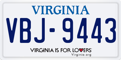 VA license plate VBJ9443