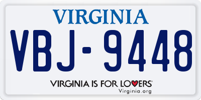 VA license plate VBJ9448