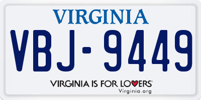 VA license plate VBJ9449