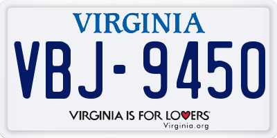 VA license plate VBJ9450