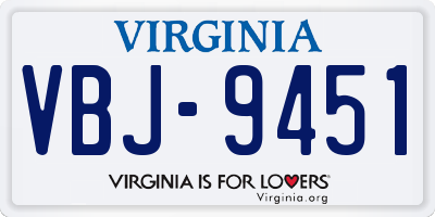 VA license plate VBJ9451