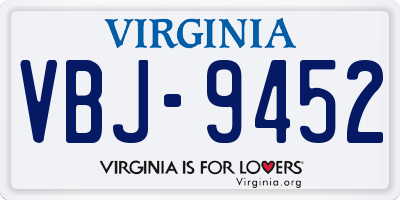 VA license plate VBJ9452