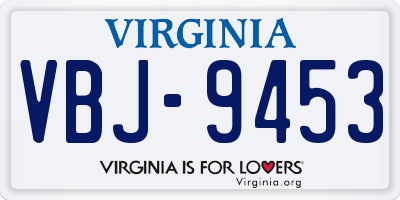 VA license plate VBJ9453