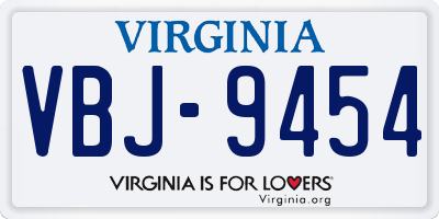 VA license plate VBJ9454