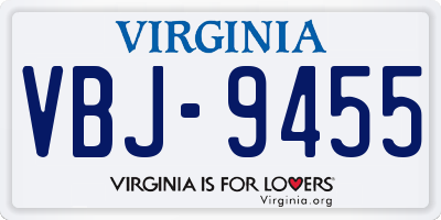 VA license plate VBJ9455