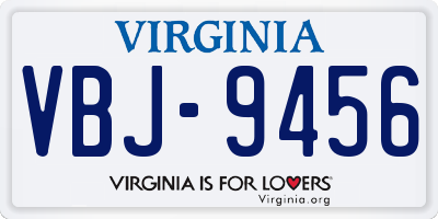 VA license plate VBJ9456