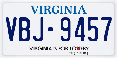 VA license plate VBJ9457