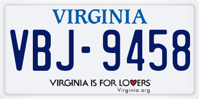 VA license plate VBJ9458