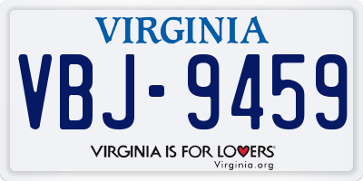 VA license plate VBJ9459