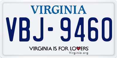 VA license plate VBJ9460