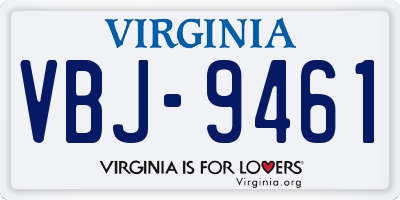 VA license plate VBJ9461