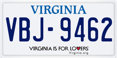VA license plate VBJ9462