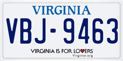 VA license plate VBJ9463