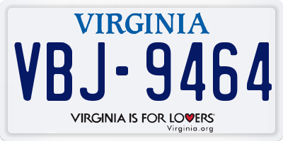 VA license plate VBJ9464
