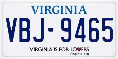VA license plate VBJ9465