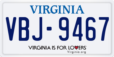 VA license plate VBJ9467