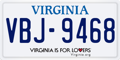 VA license plate VBJ9468