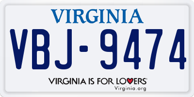 VA license plate VBJ9474