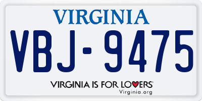 VA license plate VBJ9475