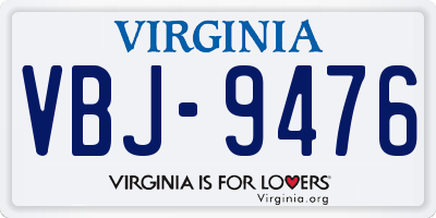 VA license plate VBJ9476