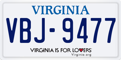 VA license plate VBJ9477