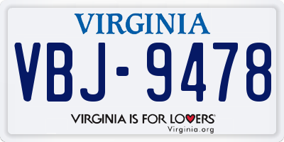 VA license plate VBJ9478