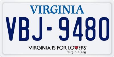 VA license plate VBJ9480