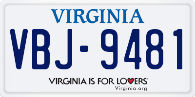 VA license plate VBJ9481