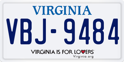 VA license plate VBJ9484