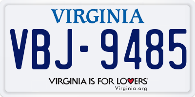 VA license plate VBJ9485
