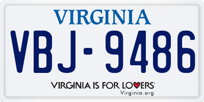 VA license plate VBJ9486