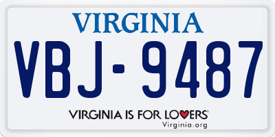 VA license plate VBJ9487