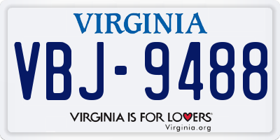 VA license plate VBJ9488