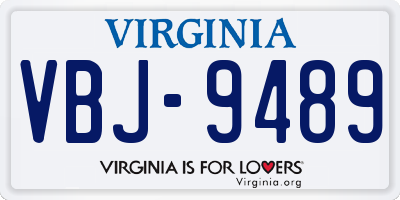 VA license plate VBJ9489