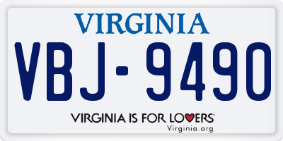 VA license plate VBJ9490