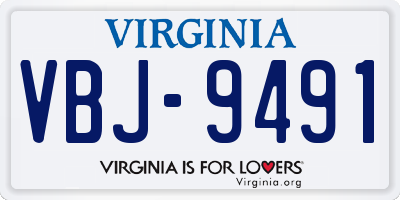 VA license plate VBJ9491