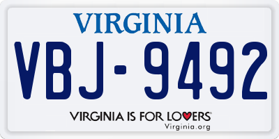 VA license plate VBJ9492