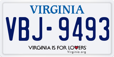 VA license plate VBJ9493
