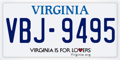 VA license plate VBJ9495