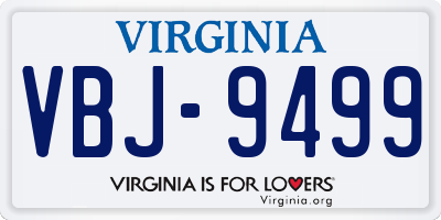 VA license plate VBJ9499