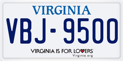 VA license plate VBJ9500