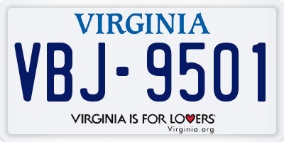 VA license plate VBJ9501