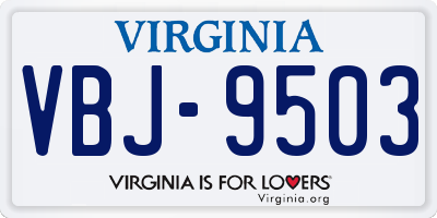 VA license plate VBJ9503