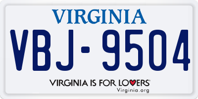 VA license plate VBJ9504
