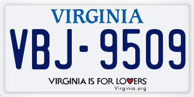 VA license plate VBJ9509