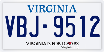 VA license plate VBJ9512